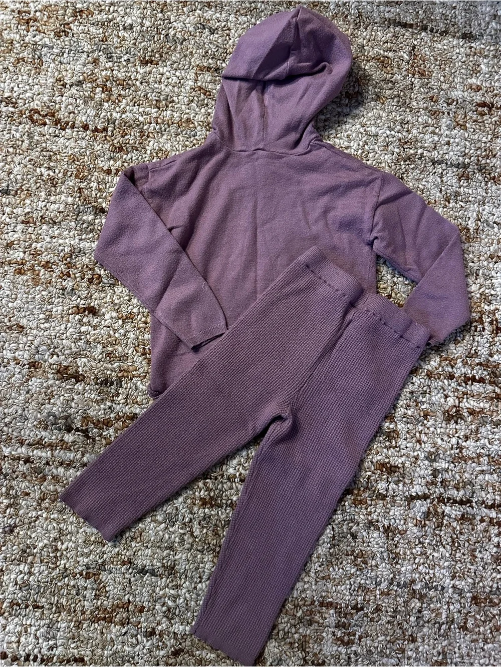 Children's Knit Hoodie & Leggings Set - Dusty Mauve